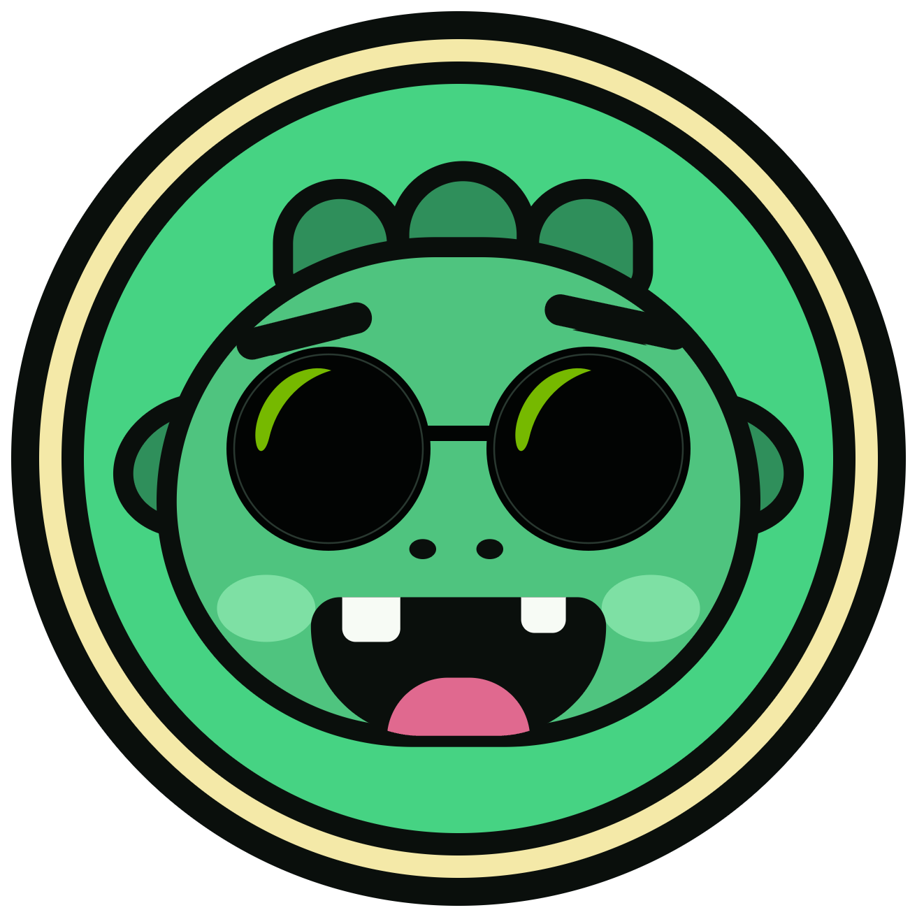 NVDHIA, a lizard from the HIA family wearing black sunglasses with green reflections